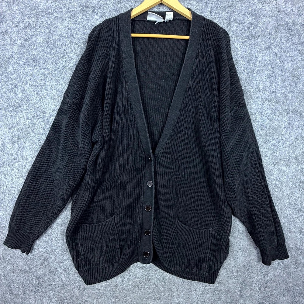 Vintage Forelli Internazionale Cardigan Sweater Womens 26/28 Black Baggy Slouchy